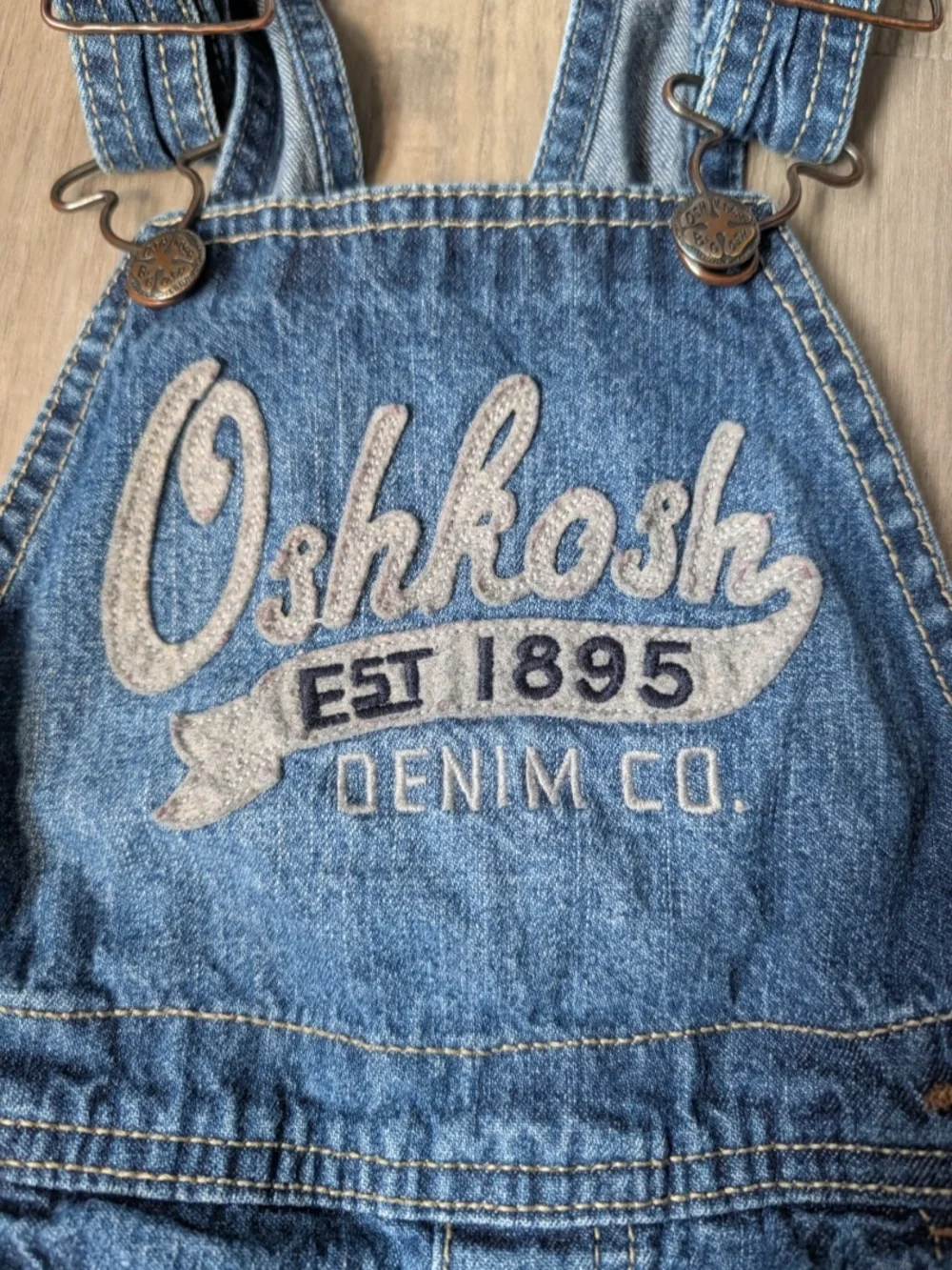 OshKosh‎ B'gosh Denim Overalls Logo Bib Cargo Pocket Toddler Size 2T